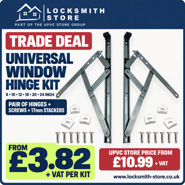 uPVC Universal Window Hinge Kit Double Glazing Friction Stay PVC 13mm 17mm Stack 8 10 12 16 20 24 inch