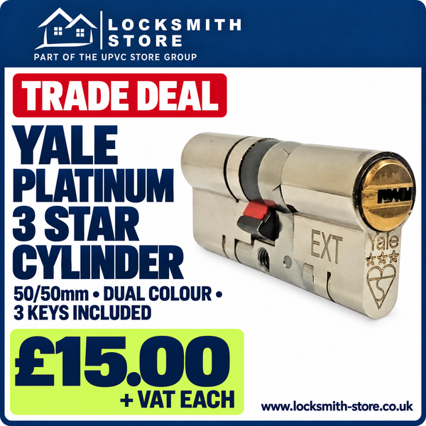 Yale Platinum 3 Star Euro Cylinder 50/50mm Dual Colour – 3 Keys