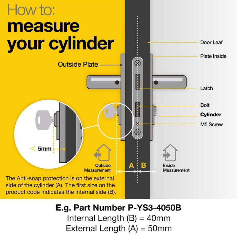 Yale Platinum 3 Star Chrome 50 / 45 3 Star Euro Double Cylinder, High Security, Nickel Finish, 