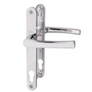 Genuine Roto Upvc Door Handle 200mm Screw Fix 2 Hole Fix 92mm PZ Sprung in Polished Chrome
