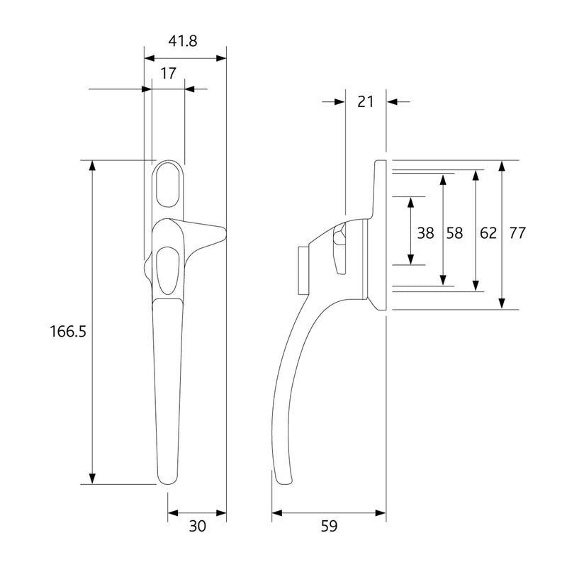 Ellbee Non Locking Cockspur uPVC Window Handle Cockspur Window Handle White Double Glazed 21mm Backset