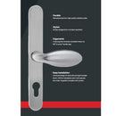 Satinless Steel UPVC Door Handle Lever Pad Offset 92mm/62mm PZ 211mm