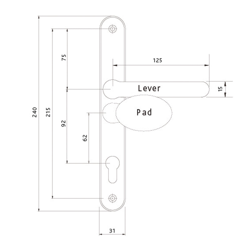 UPVC STORE Lever Pad Offset - Upvc Door Handle - 92pz and 62pz - Chrome