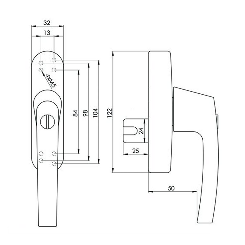 Roto Siegenia Si Aubi Alu500 Aluminium Tilt Turn Window White Handle Replacement Fork