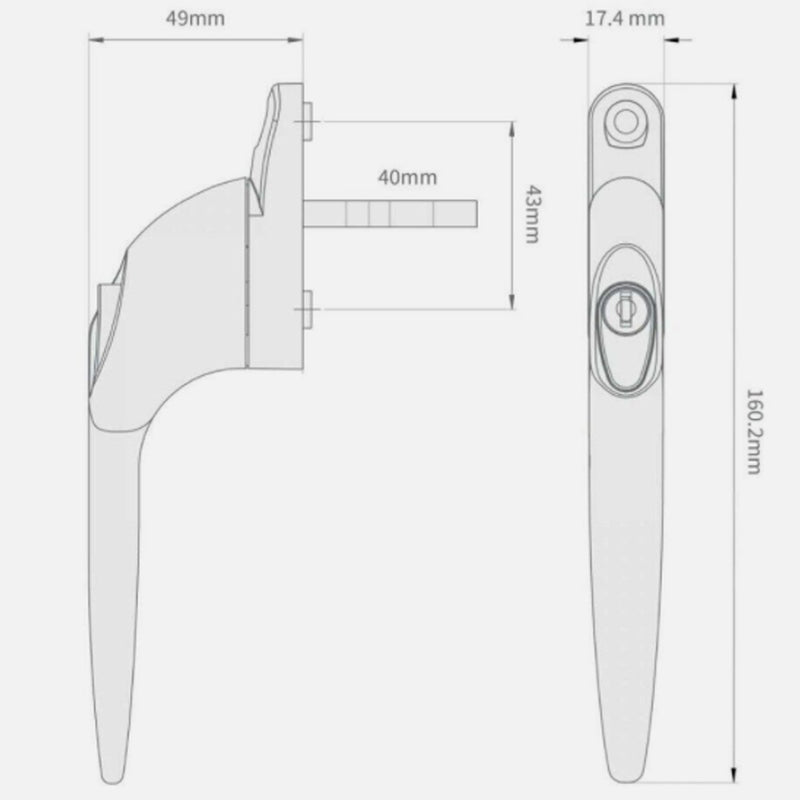 Locksmith Store Pack Of 10 40mm Spindle Window Handles 