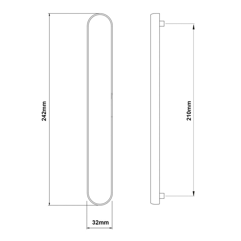 uPVC Door Handle Blank Plate French Doors Blanking Handle PVC 210mm Screw Centres Long Backplate