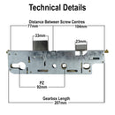 GU Gearbox Door Lock Centre Case Old Style Replacement uPVC Mechanism 35mm