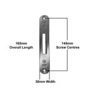 Universal Composite / Timber Door Keep Receiver Centre Latch & Deadbolt + 2 Hook keep Kit