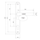 Satinless Steel UPVC Door Handle Lever Pad Offset 92mm/62mm PZ 211mm