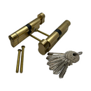 Keyed Pair Greenteq Brass Q-Star Euro Cylinders Door Lock TS007 1* Star Keyed A Like Pair 40/50