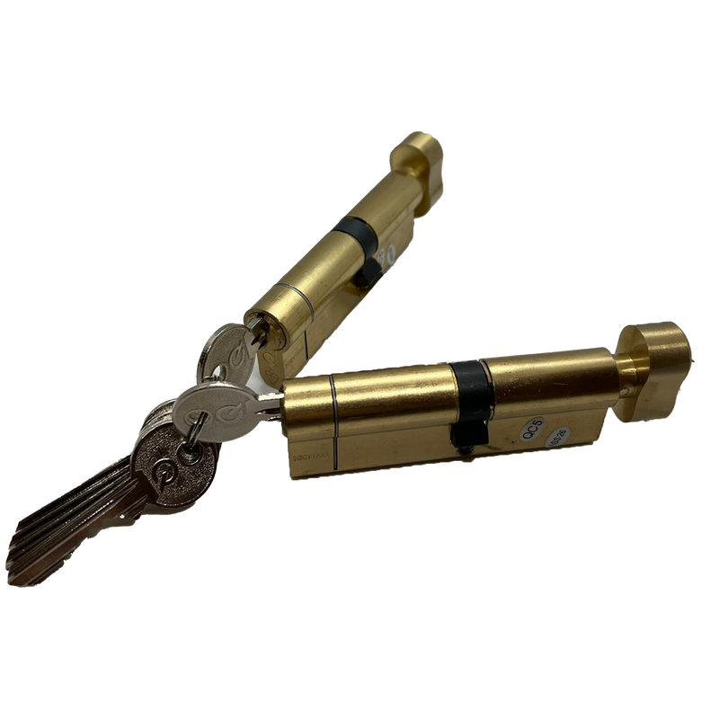 Keyed Pair Greenteq Brass Q-Star Euro Cylinders Door Lock TS007 1* Star Keyed A Like Pair 40/50