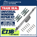 Universal Window Repair Kit Inline Espagnolette 20mm Backset 8mm mushrooms Keeps + Screw Included