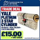 Yale Platinum 3 Star Euro Cylinder 50/50mm Dual Colour – 3 Keys