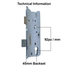 Fuhr Double Glazed Multi Point Upvc Gearbox Door Fuhr Lock Case 45mm Back Set