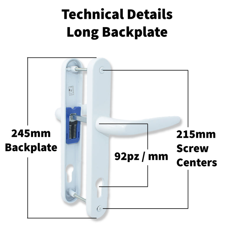 UPVC Double Glazing Trojan Sparta 92PZ Sprung Patio Door Handle Set PVC