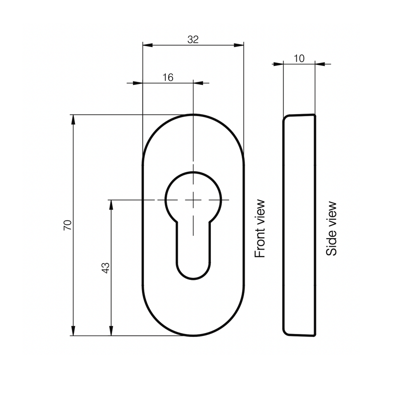 Mila Escutcheon Patio Door Euro Cylinder Cover Plate White Gold Chrome