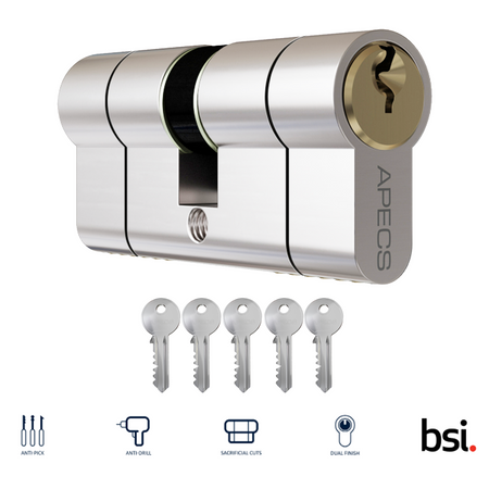 Euro Cylinder Door Lock uPVC Aluminium Timber Door Barrel 6 Pin 5 Keys