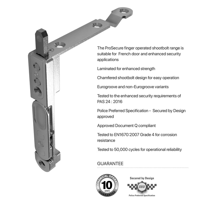 ProSecure Finger Operated Shootbolt for Upvc French Doors Universal Pair 