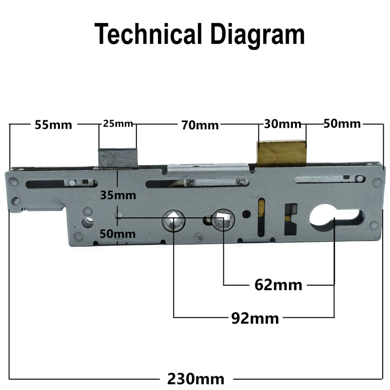 Fullex Crimebeater Door Lock Centre Case Gearbox Replacement 35mm Double Spindle