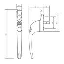 uPVC Universal Window Handle Inline Locking Espag Double Glazing White 40mm