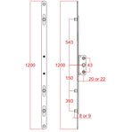 Kore Inline Espag UPVC PVC Window Lock Gearbox Mechanism Flat Rail Bar Rod