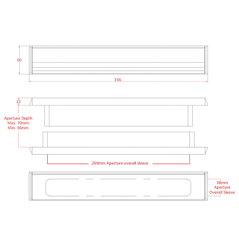 Yale 12'' Slimline Letterbox Metal Letter Plate Set UPVC Wood Door Paddock Slim