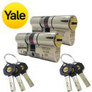 Dual Finish Pair Yale Platinum Keyed Alike Euro Cylinder UPVC Door Lock Anti Snap 3 Star