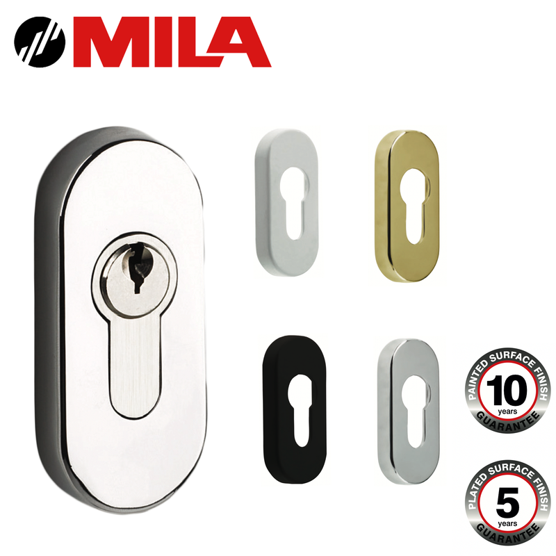 Mila Escutcheon Patio Door Euro Cylinder Cover Plate White Gold Chrome