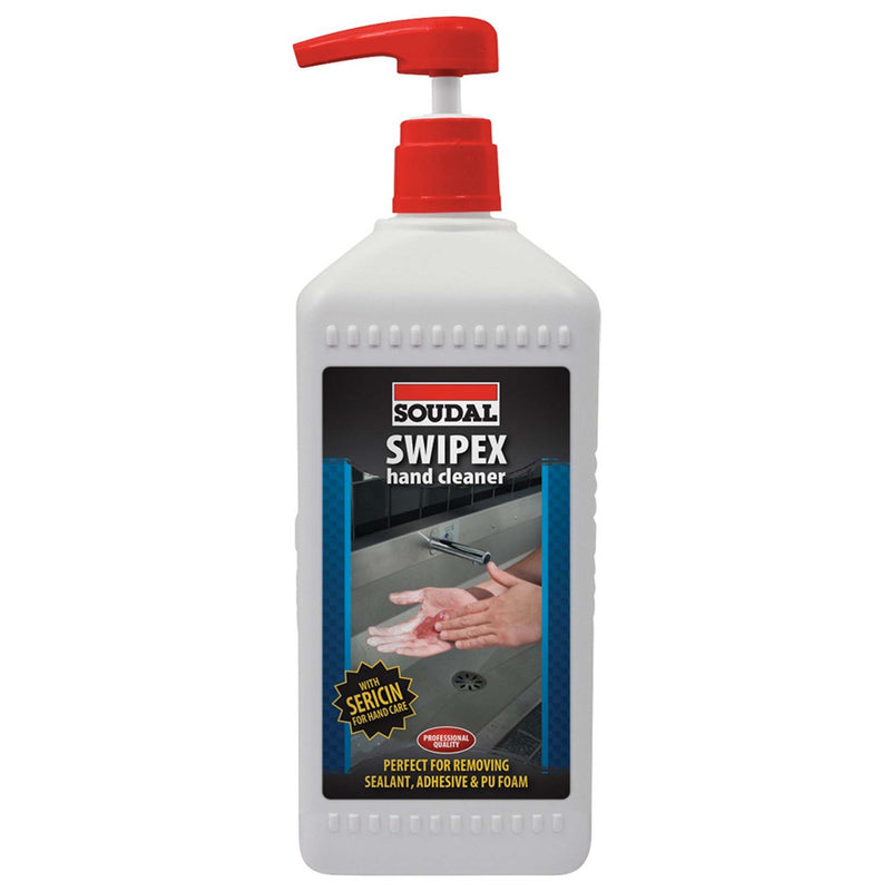 Soudal Swipex Hand Cleaner Extra Heavy Duty Hand Cleaner Pump 1L - Remove Grease Sealant Adhesive & PU Foam 