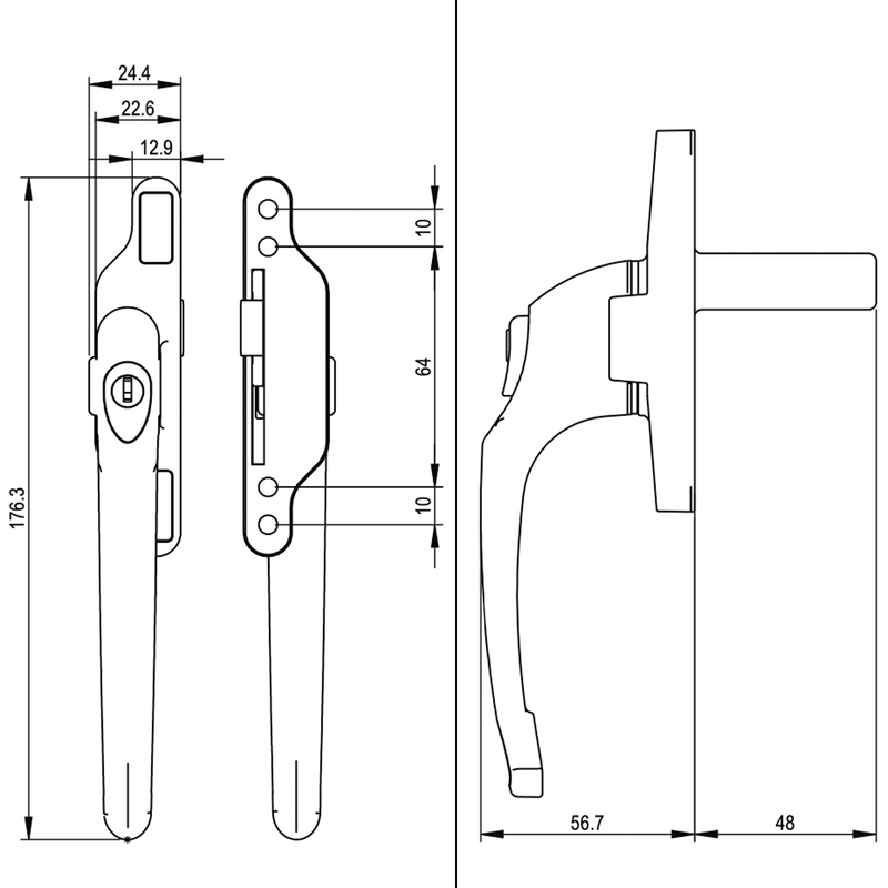 Cadenza Aluminium Window Handle Tongue (spade) Driven White Right / Left Hand  