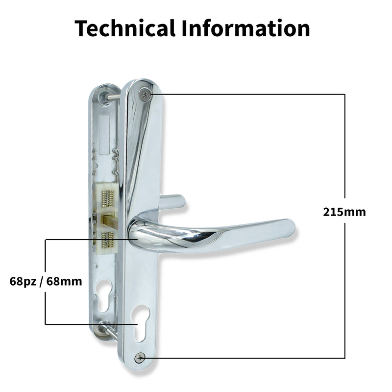 uPVC Fullex 68pz Door Handle Sprung Pair 215mm Set PVC 68mm